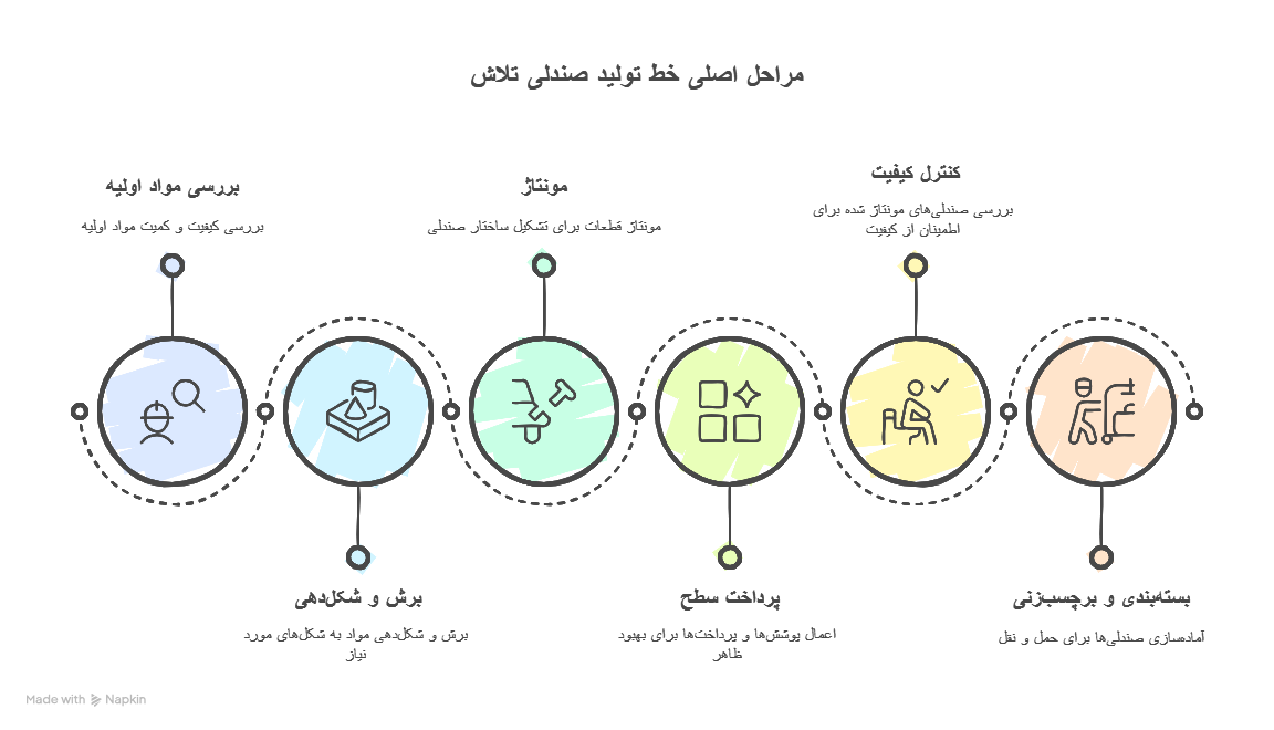 مراحل اصلی خط تولید صندلی